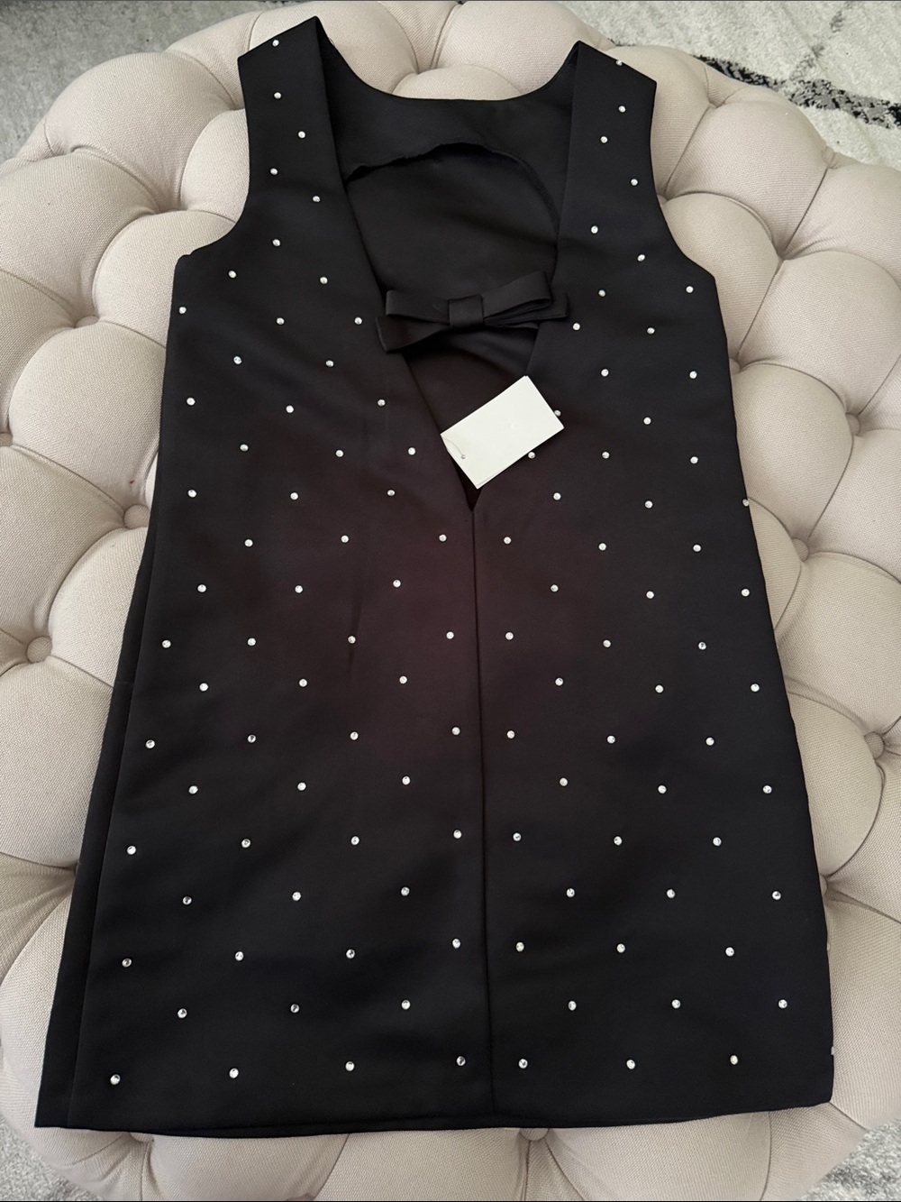 Black Studded Sleeveless Shift Dress - Picture 4 of 7